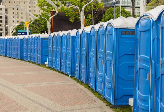 Seasonal porta potty units set up at a Orangeburg, South Carolina venue